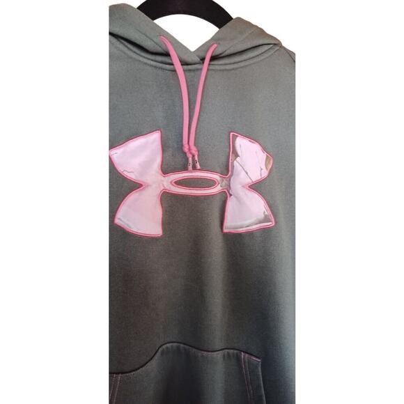 UNDER ARMOUR Sweatshirt Women's Medium Cold Gear Hoodie, Green, Camo Pouch Logo - Picture 6 of 6